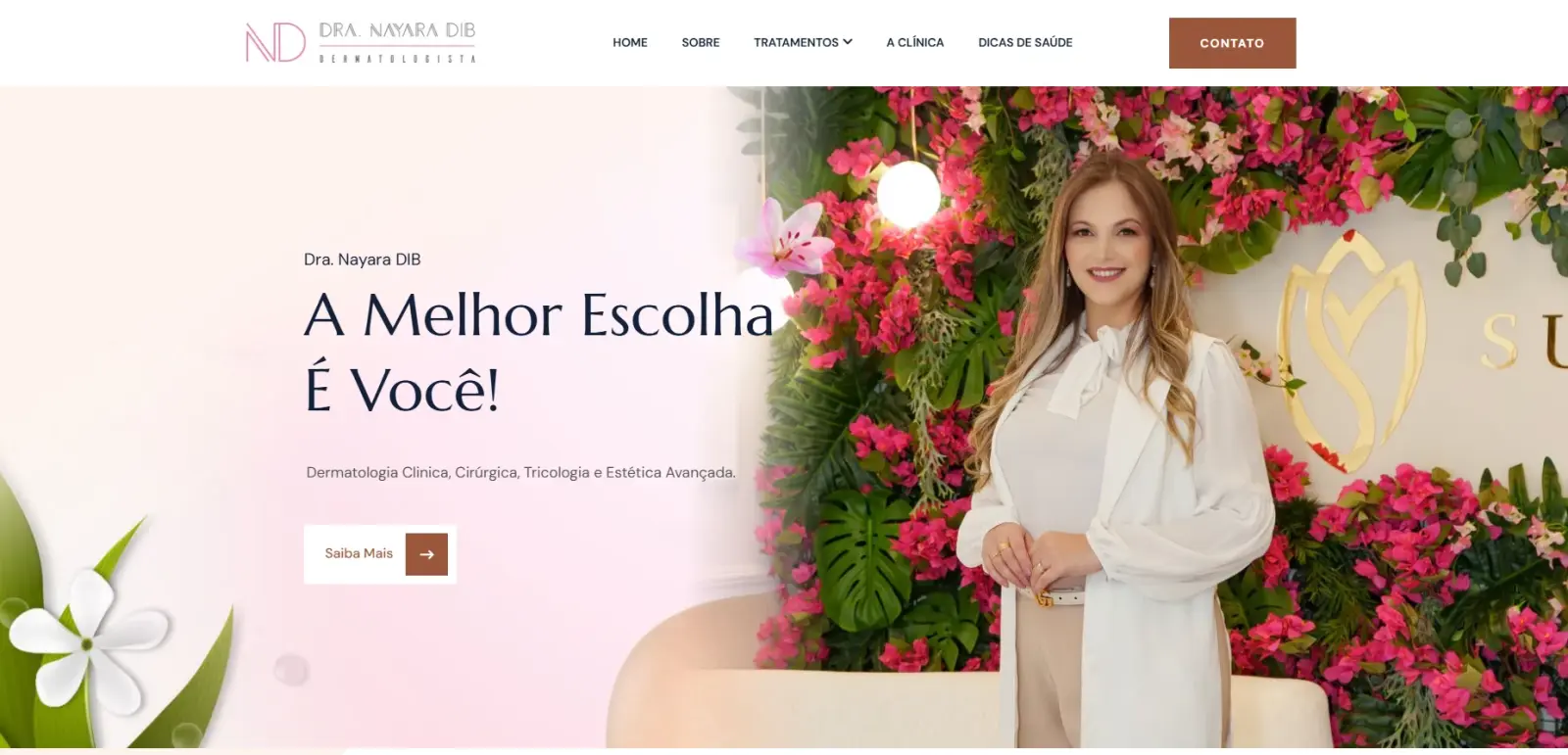 Pagina inicial do projeto Dra Nayara Dib desenvolvido pela Clepian