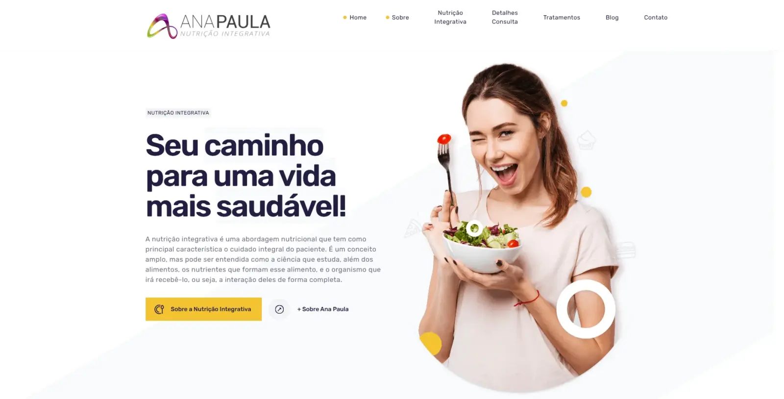 Pagina inicial do projeto Nutricao Integrativa desenvolvido pela Clepian