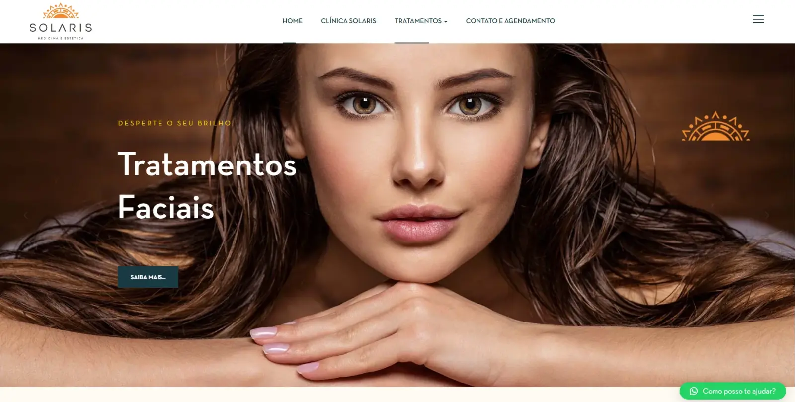 Pagina inicial do projeto Solaris Clinica UDI desenvolvido pela Clepian