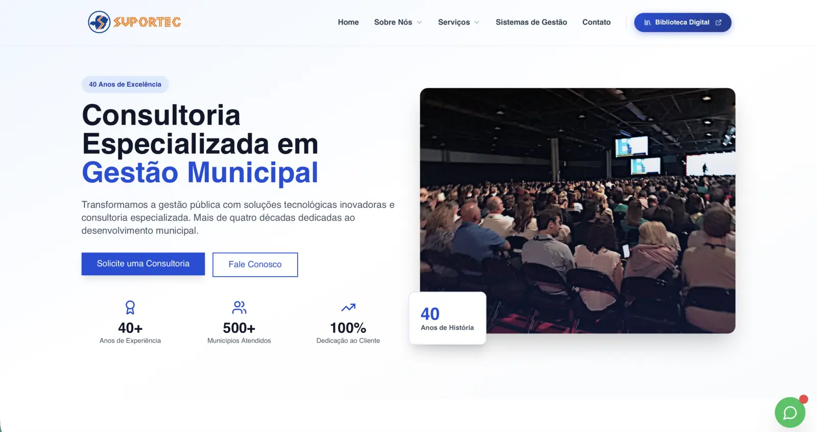 Pagina inicial do projeto Suportec desenvolvido pela Clepian